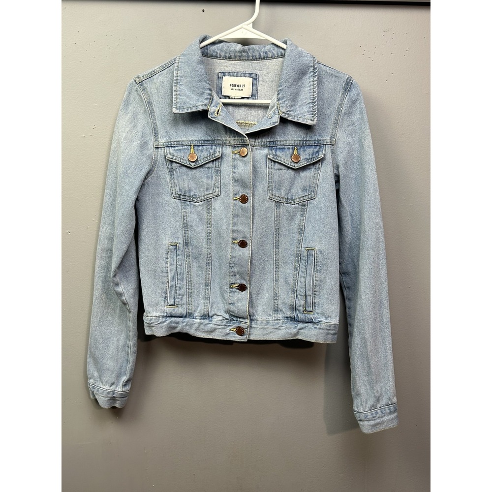 Forever 21 Denim Jacket Womens Small Light Blue Trucker Cotton Classic 11256